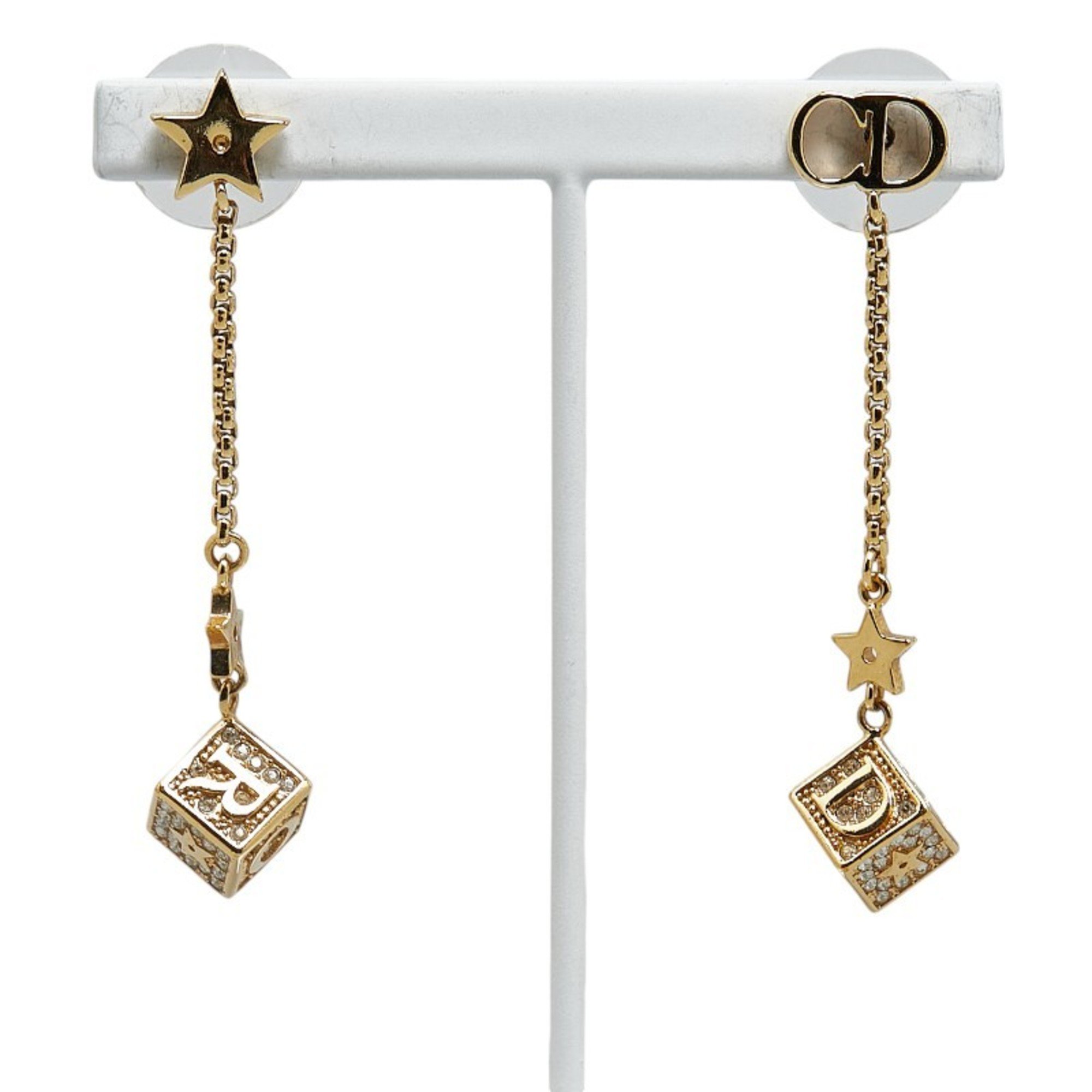 Christian Dior Dior rhinestone earrings, gold plated, for women