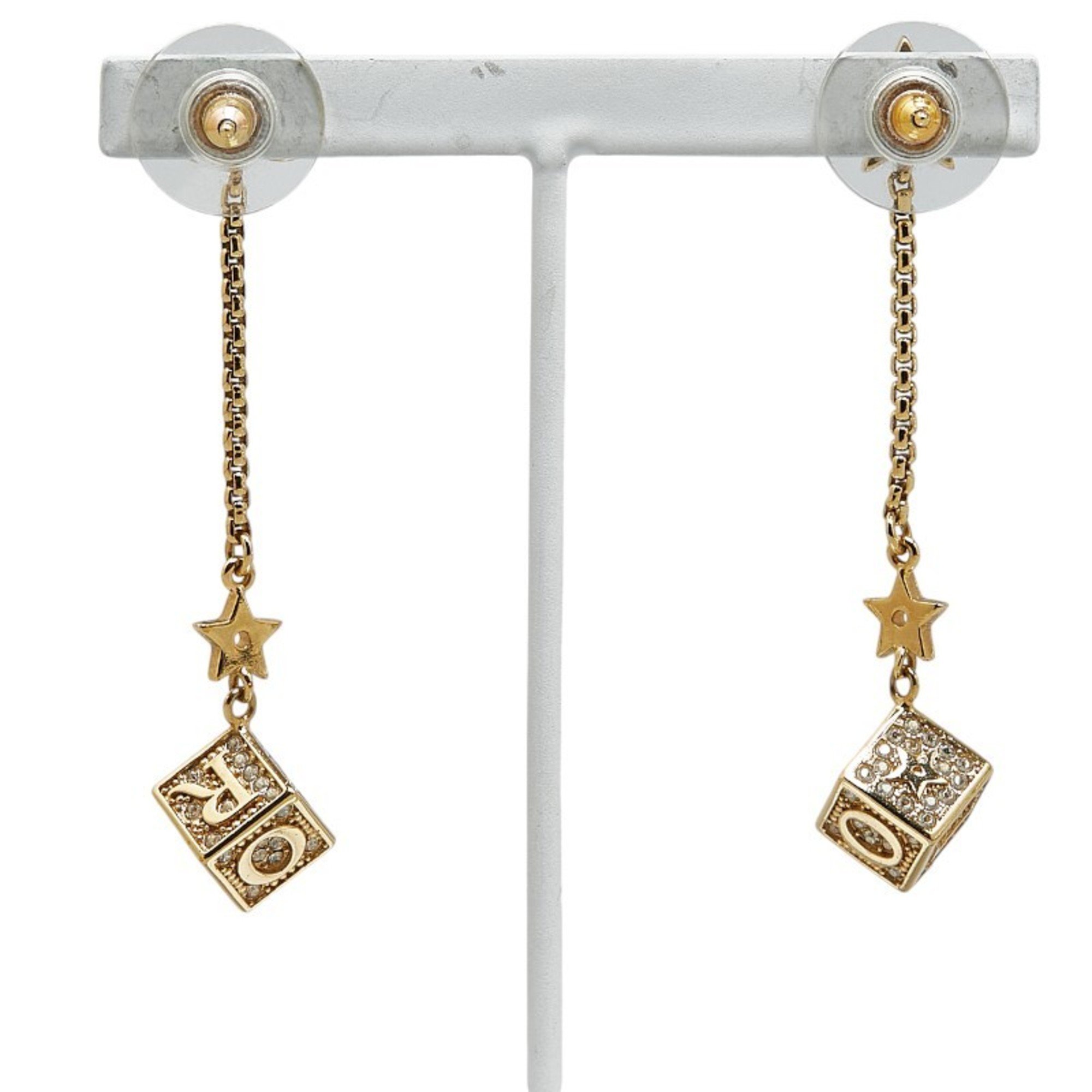 Christian Dior Dior rhinestone earrings, gold plated, for women