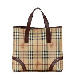 Burberry Nova Check Shadow Horse Handbag Tote Bag Beige Wine Red PVC Leather Women's BURBERRY