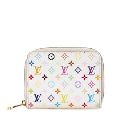 Louis Vuitton Monogram Multicolor Zippy Coin Purse Bi-fold Wallet Round M93741 Blanc White PVC Leather Women's LOUIS VUITTON