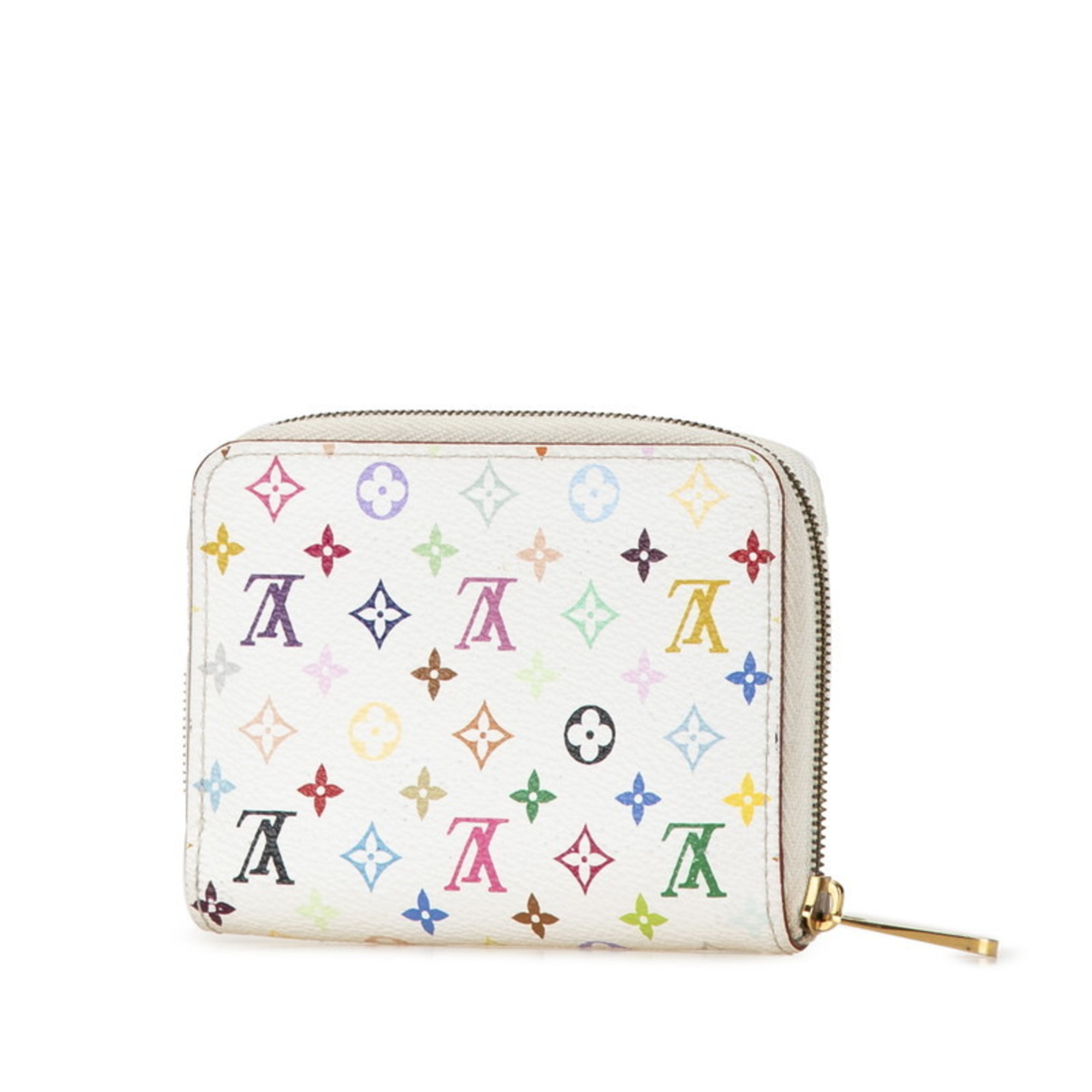 Louis Vuitton Monogram Multicolor Zippy Coin Purse Bi-fold Wallet Round M93741 Blanc White PVC Leather Women's LOUIS VUITTON