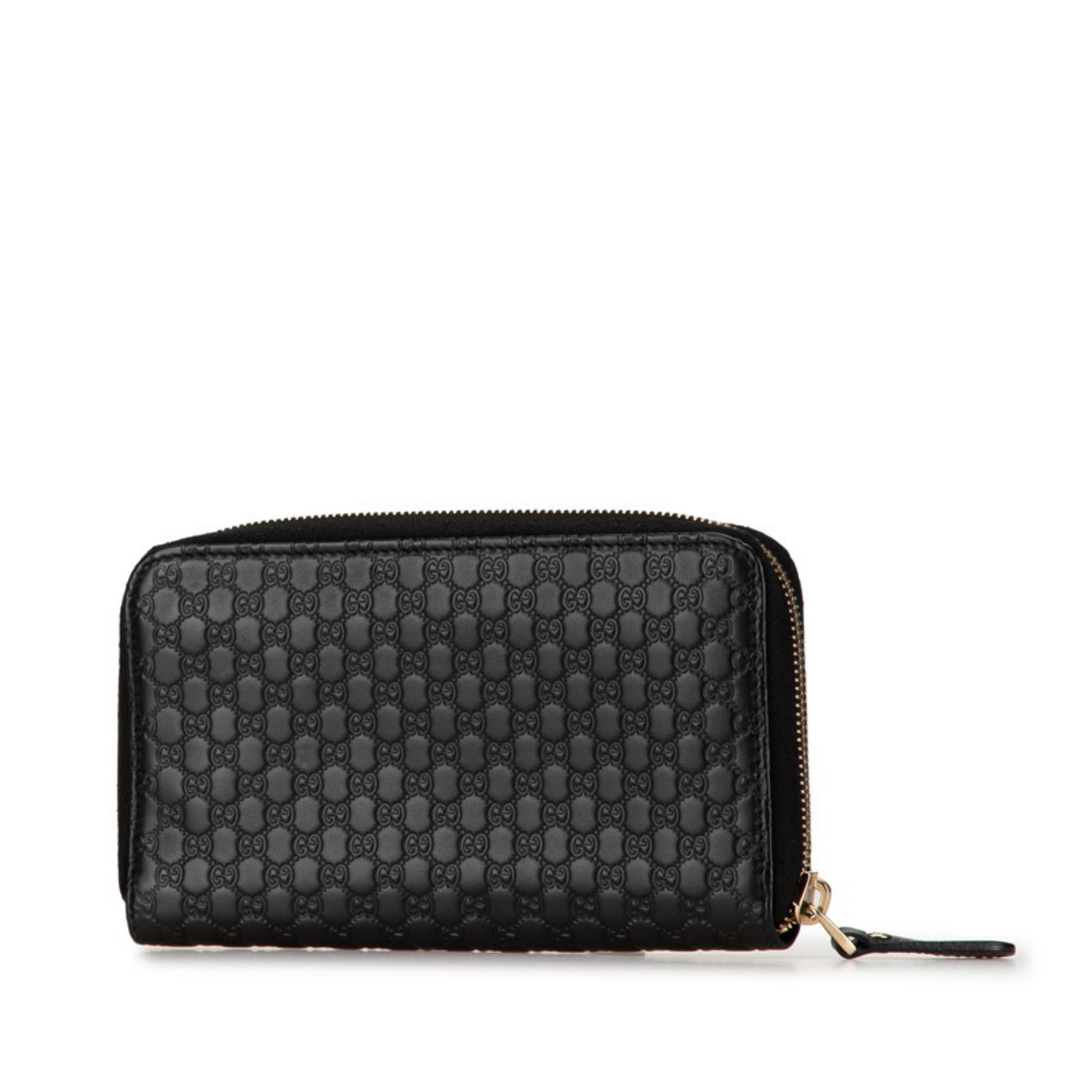 Gucci Micro Guccissima Round Long Wallet 449391 Black Leather Women's GUCCI