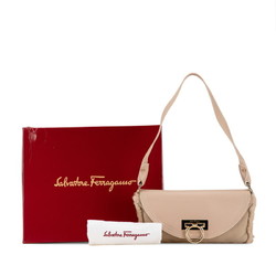 Salvatore Ferragamo Gancini Bag EZ-21 4887 Beige Pink Leather Mouton Women's