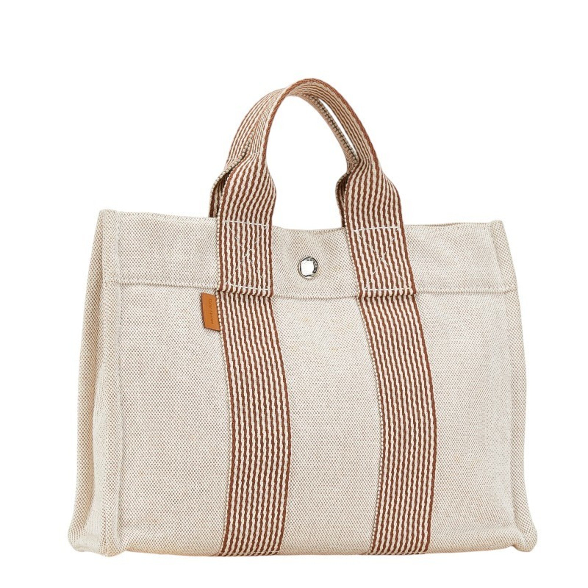 Hermes Air Line Tote PM Shoulder Bag Beige Brown Canvas Women's HERMES