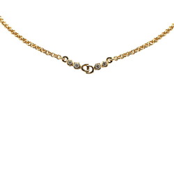 Christian Dior Dior CD Rhinestone Necklace Gold Plated Women's