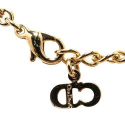 Christian Dior Dior CD Rhinestone Necklace Gold Plated Women's