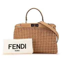 FENDI Peekaboo Regular Handbag Shoulder Bag 8BN290 Beige Leather Women's