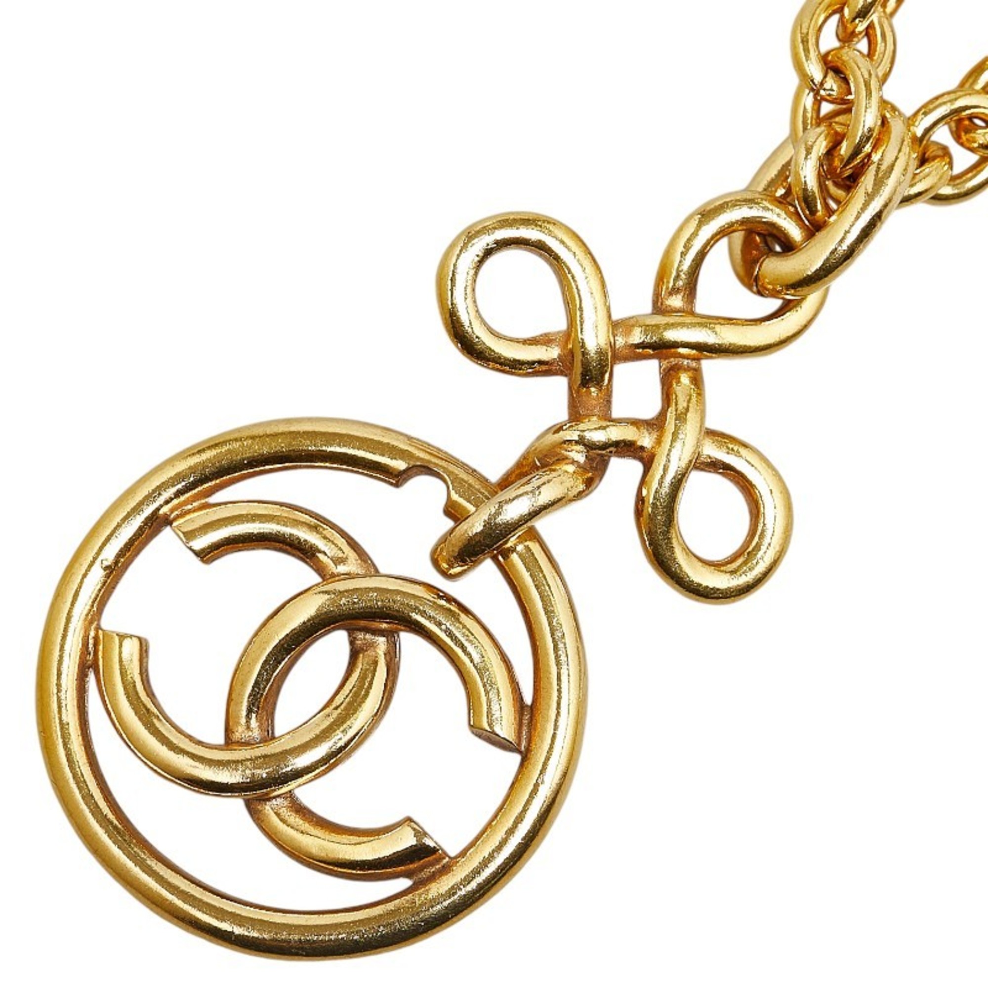 Chanel Coco Mark Round Circle Necklace Gold Plated Women's CHANEL