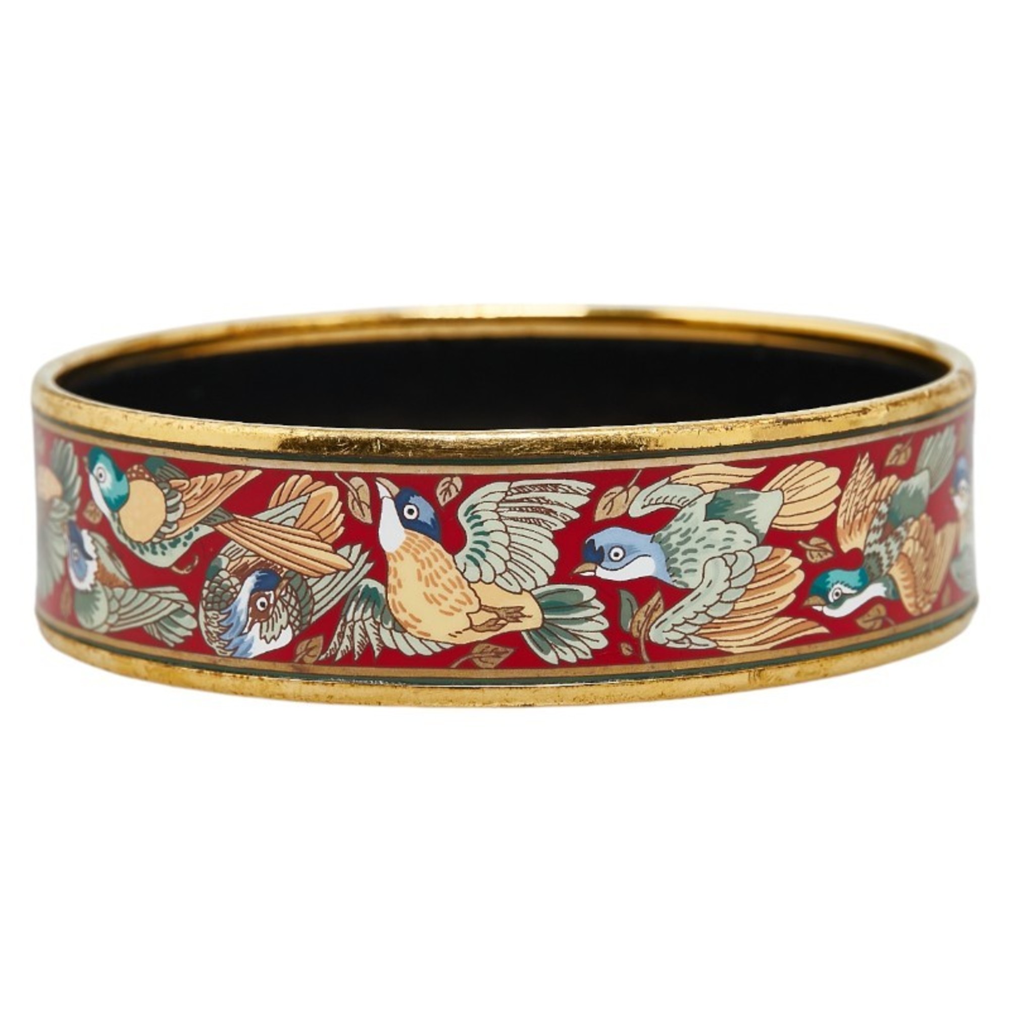 Hermes enamel GM cloisonné bird bangle gold red plating ladies HERMES