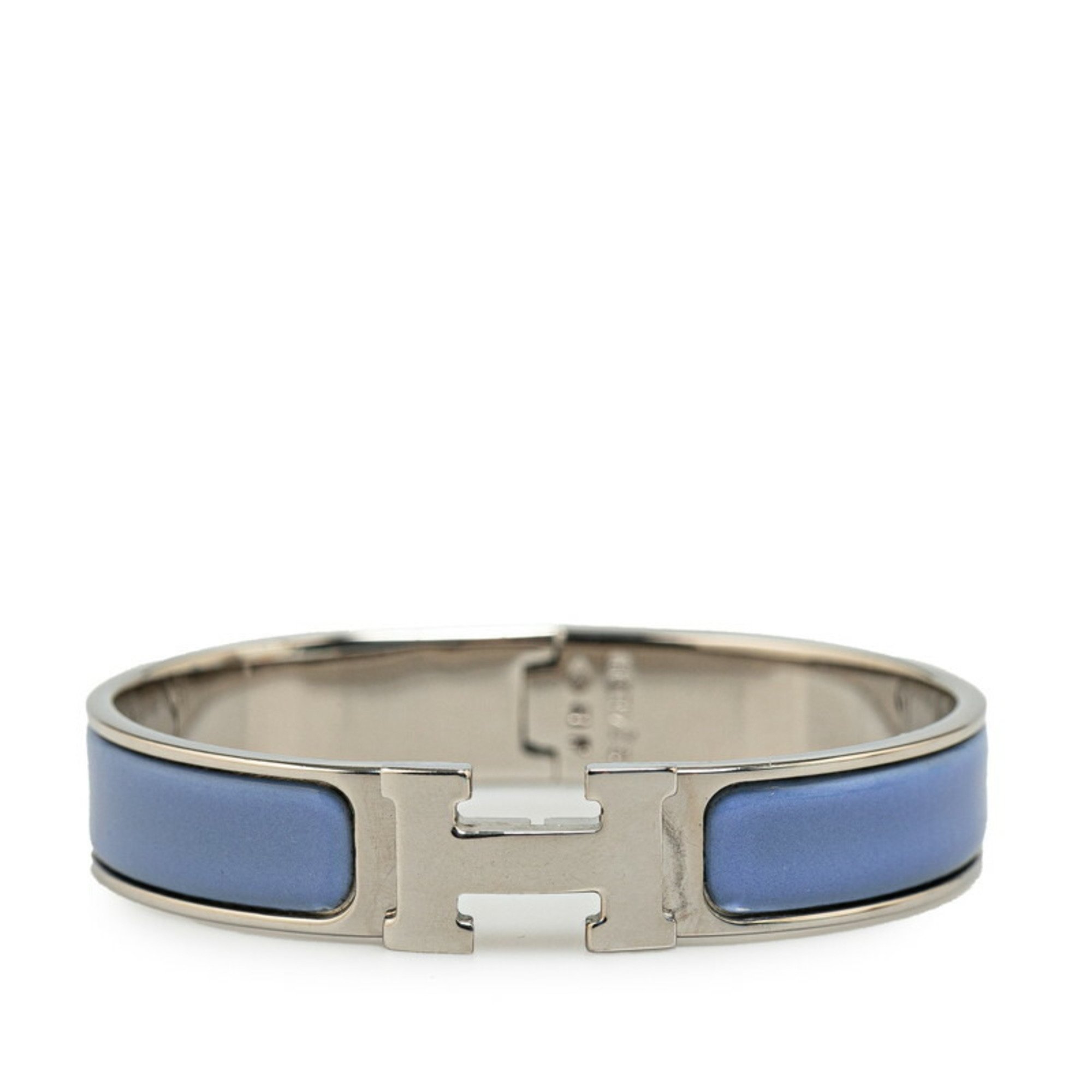 Hermes Click-Clack H PM Bangle Purple Silver Metal Women's HERMES