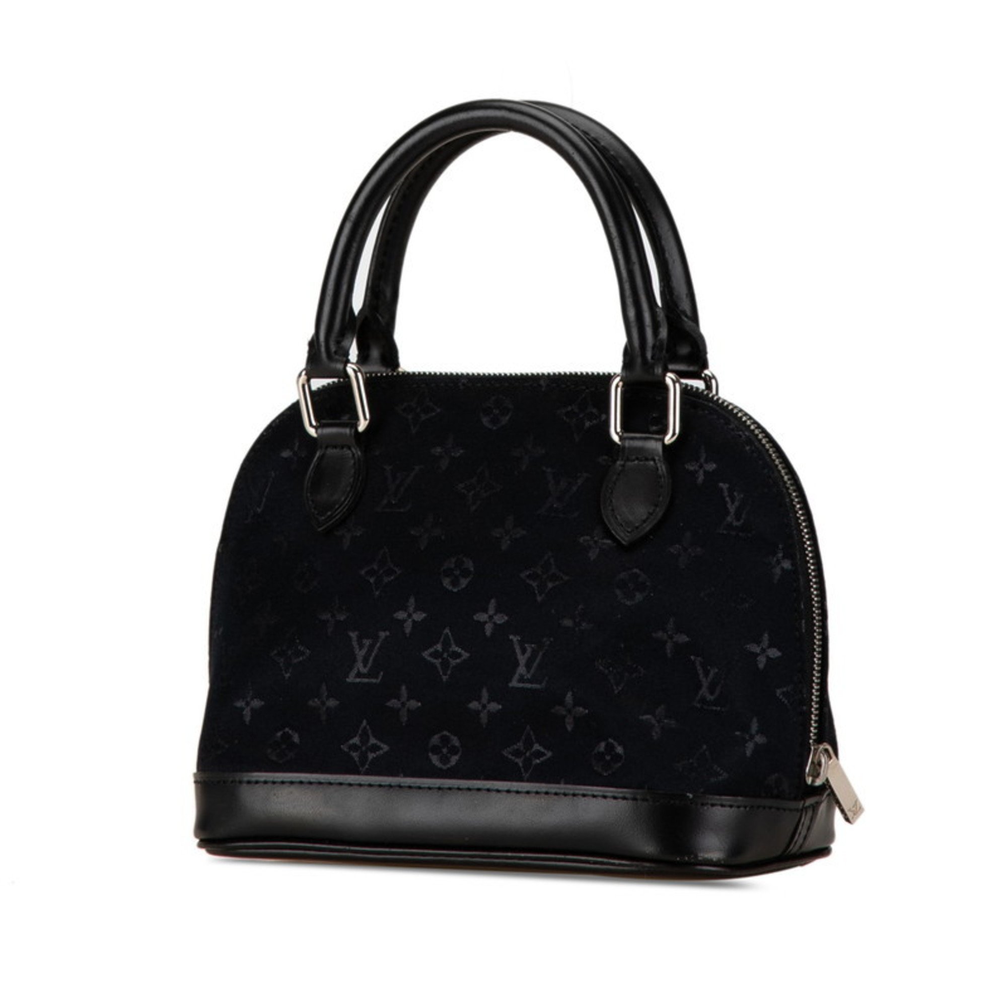 Louis Vuitton Monogram Satin Little Alma Handbag M92146 Noir Black Leather Women's LOUIS VUITTON