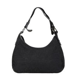 Salvatore Ferragamo Gancini Bag Handbag Black Canvas Leather Women's