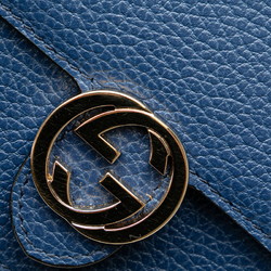 Gucci Interlocking G Chain Shoulder Bag 510314 Blue Leather Women's GUCCI