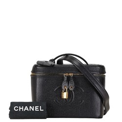 Chanel Coco Mark Shoulder Bag Vanity Black Caviar Skin Women's CHANEL