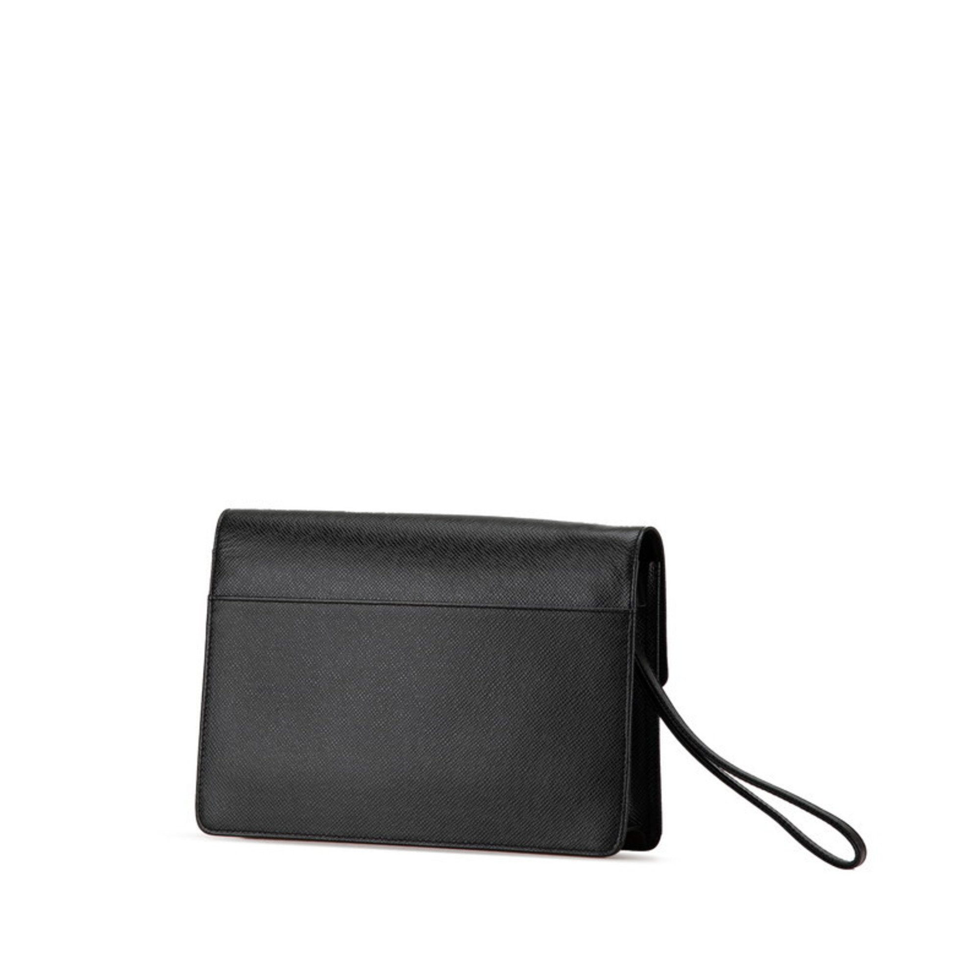 Louis Vuitton Taiga Selenga Clutch Bag Second M30782 Ardoise Black Leather Men's LOUIS VUITTON