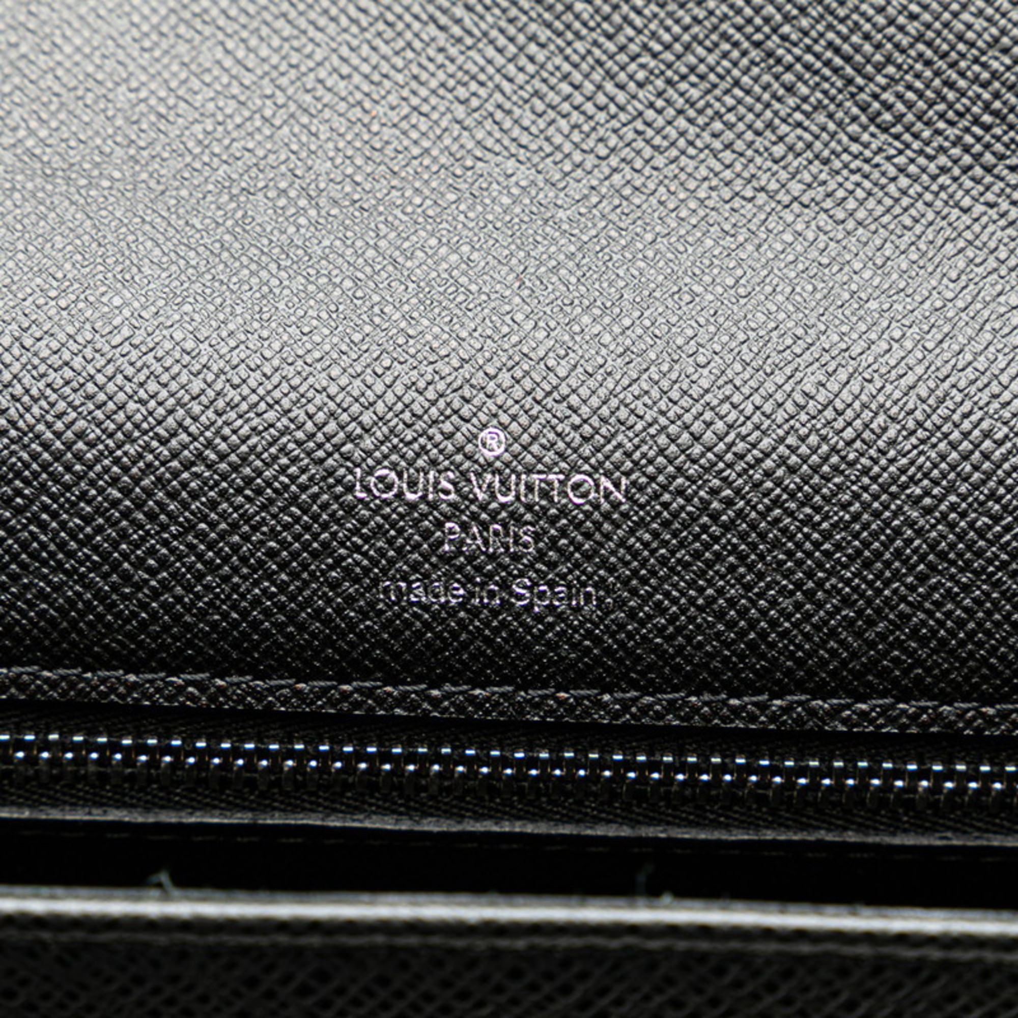 Louis Vuitton Taiga Selenga Clutch Bag Second M30782 Ardoise Black Leather Men's LOUIS VUITTON