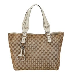 Gucci GG Canvas Horsebit Tote Bag 229852 Beige White Leather Women's GUCCI