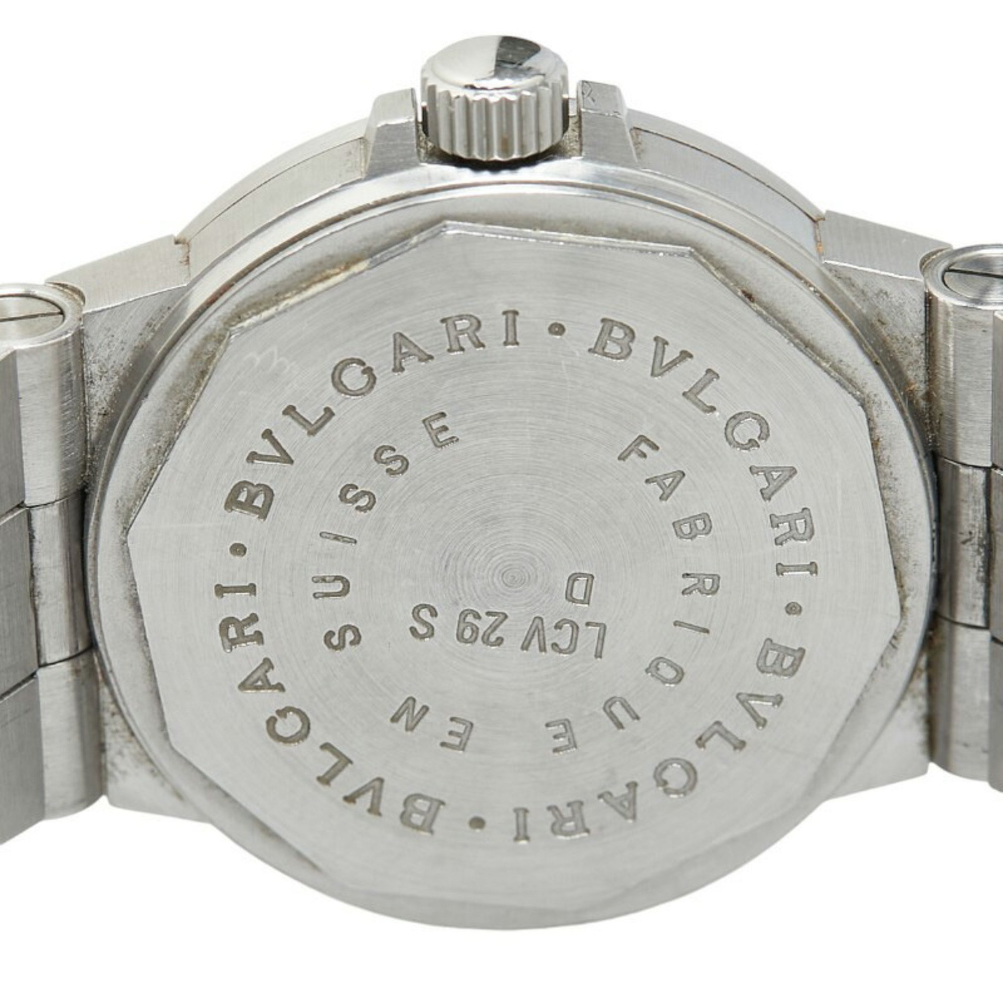 BVLGARI Diagono Watch LCV29S Automatic White Dial Stainless Steel Women's