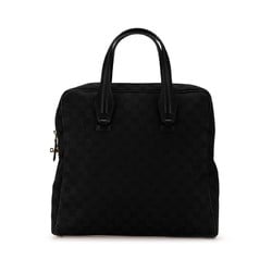 Gucci GG Canvas Tote Bag Handbag 90677 Black Leather Women's GUCCI