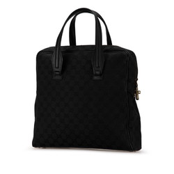 Gucci GG Canvas Tote Bag Handbag 90677 Black Leather Women's GUCCI