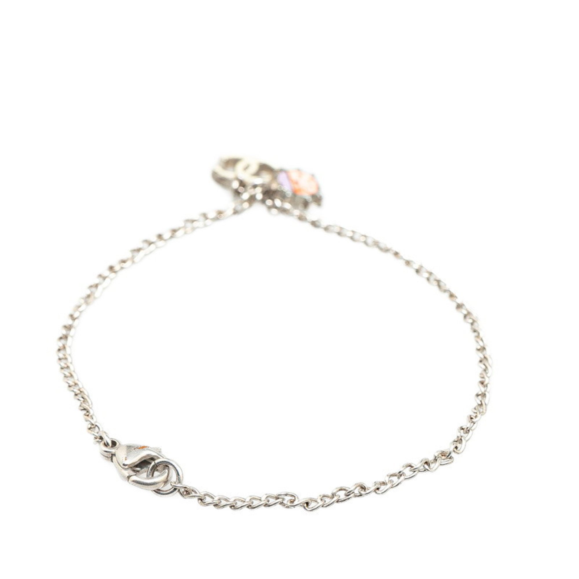 Chanel Coco Mark Ladybird Chain Bracelet Silver White Red Metal Women's CHANEL