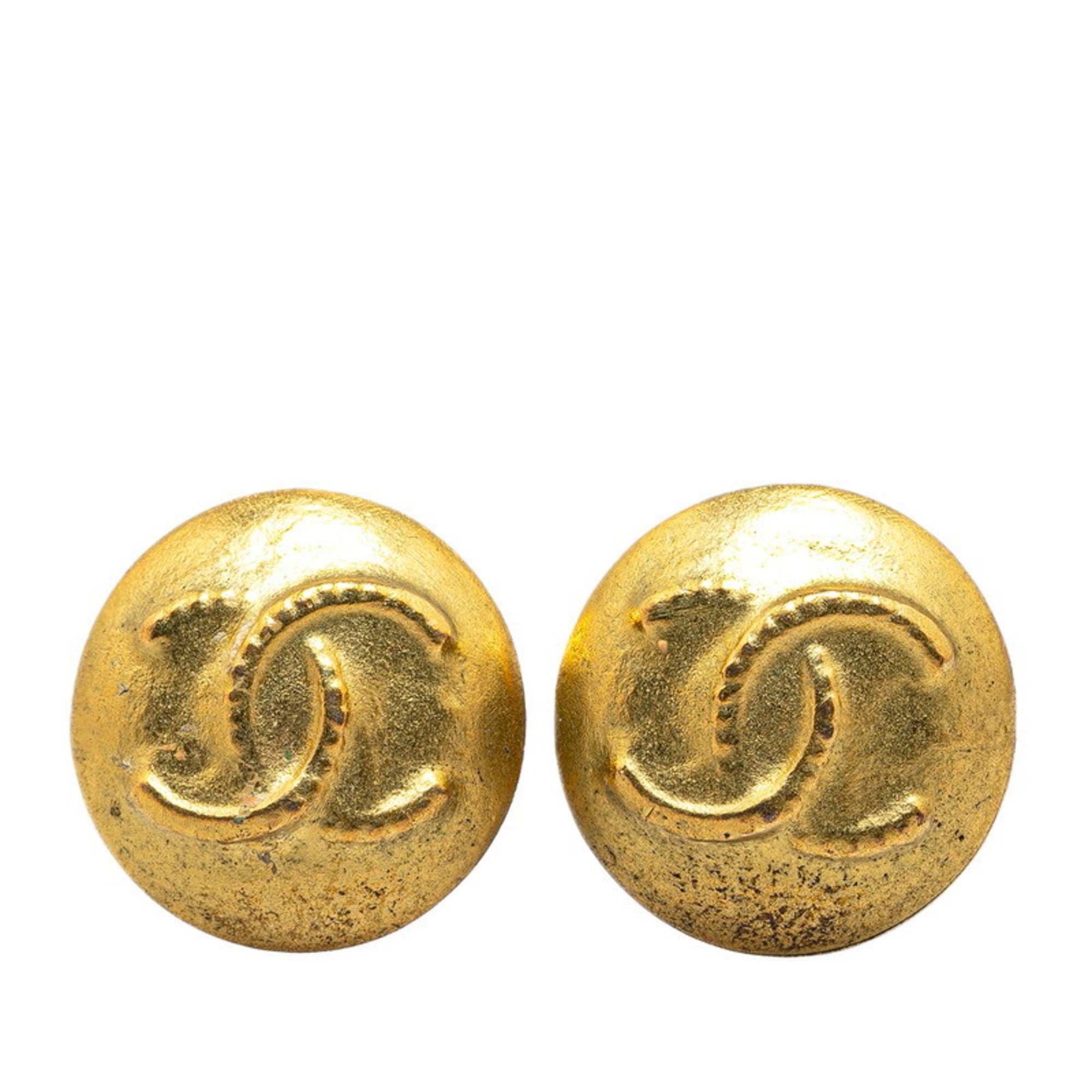 Chanel Coco Mark Earrings Gold Plated Women's CHANEL