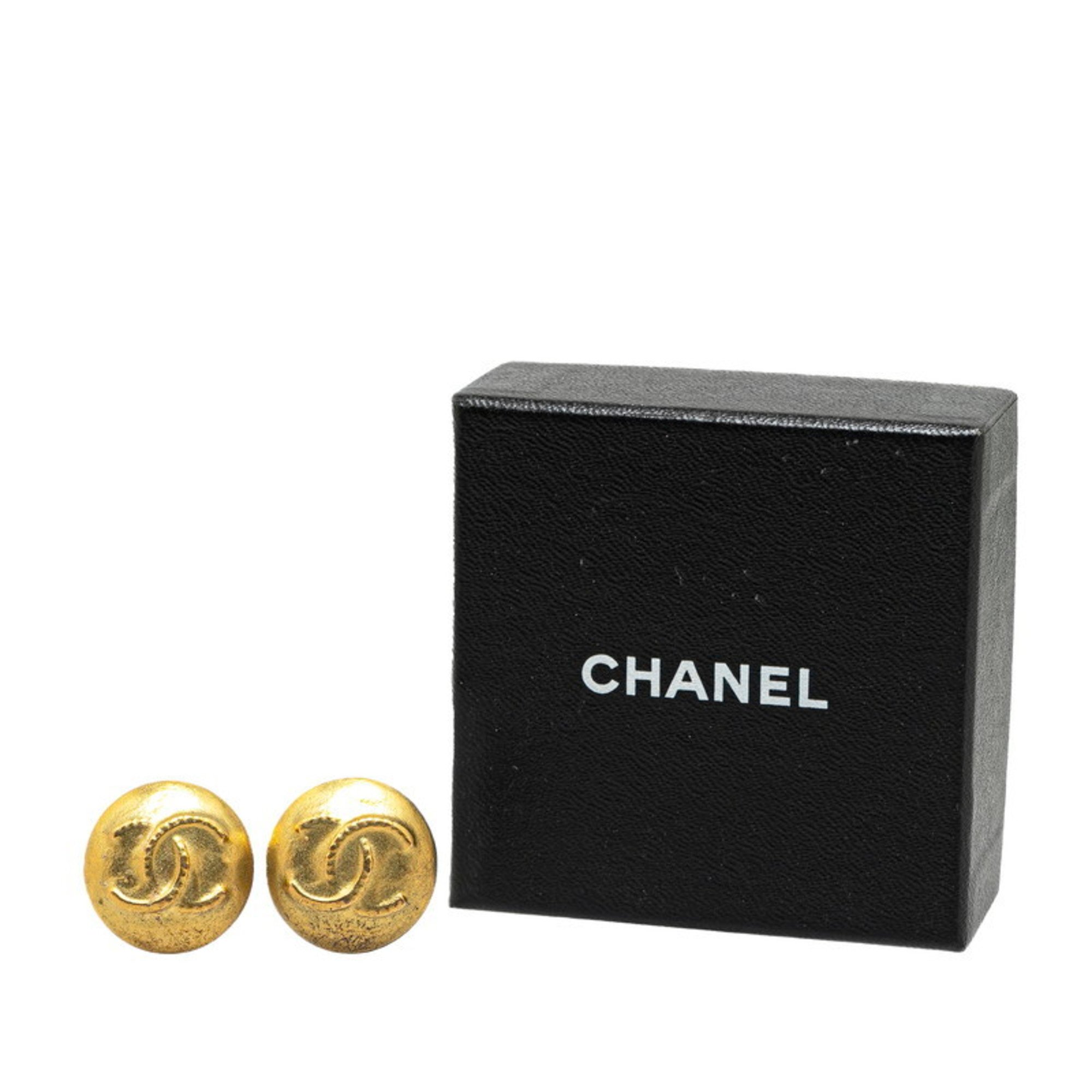 Chanel Coco Mark Earrings Gold Plated Women's CHANEL