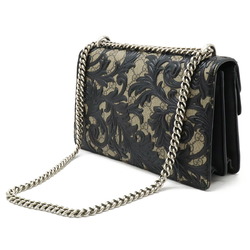 GUCCI Dionysus Arabesque GG Supreme Chain Bag Shoulder Tiger Head PVC Leather Beige Black 400249