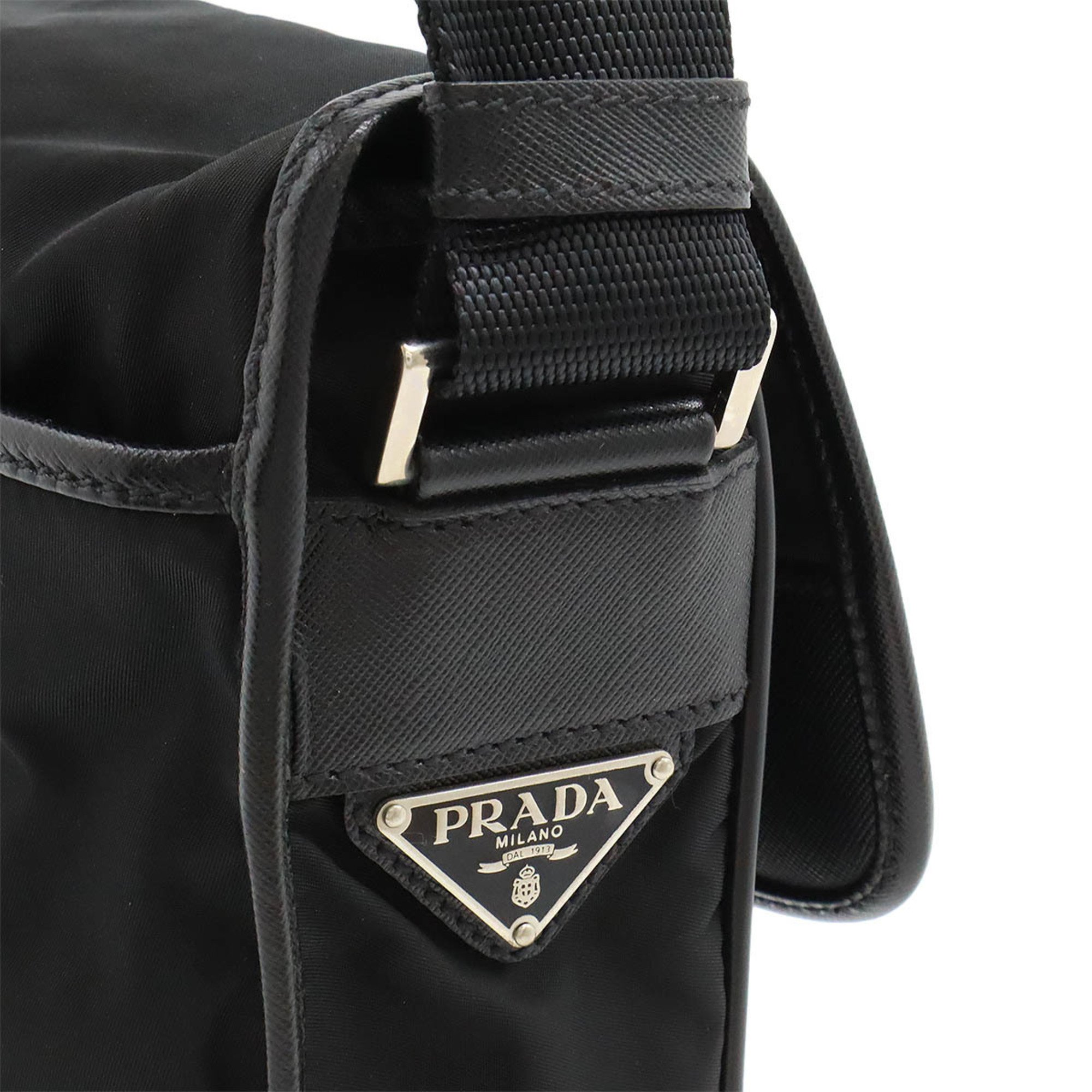 PRADA Prada Shoulder Bag Pochette Nylon Leather NERO Black V167