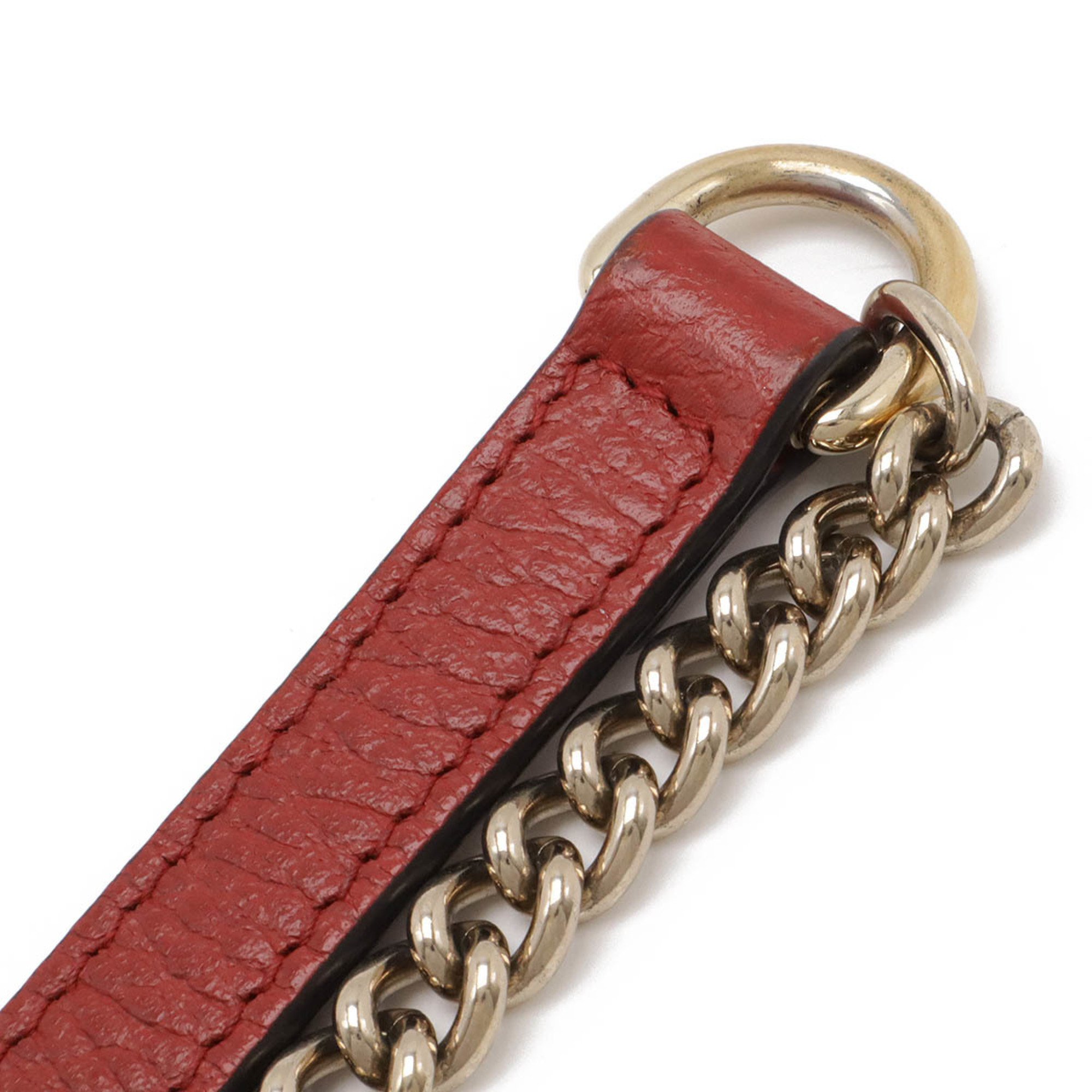 GUCCI Interlocking G Chain Bag Shoulder Leather Red 510304