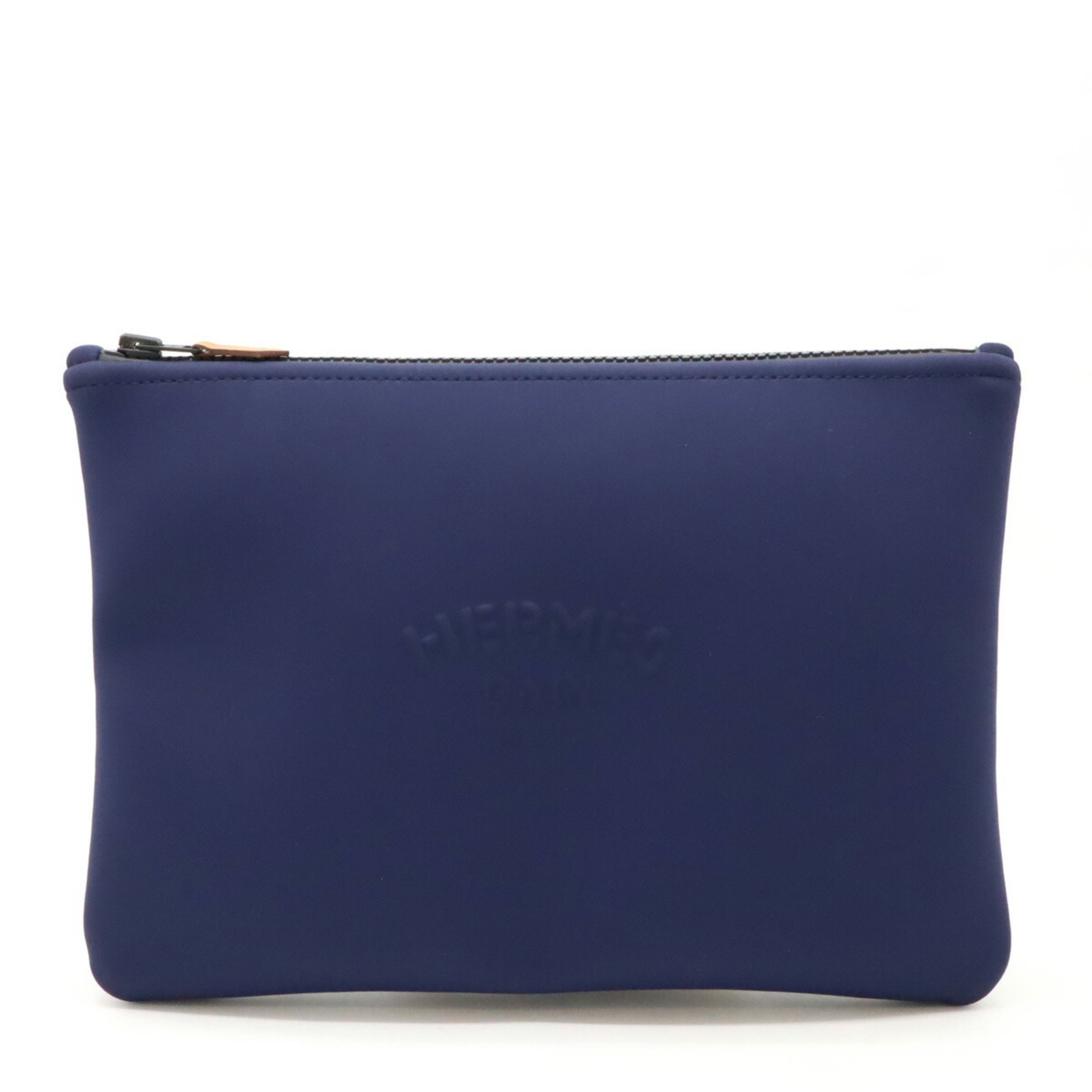 HERMES Hermes Truss Flat MM Neoban Multi Pouch Clutch Bag Second Polyamide Elastane Dark Navy