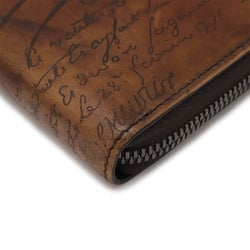 Berluti Itauba Scritto Leather Long Zip Wallet Round Venezia Brown