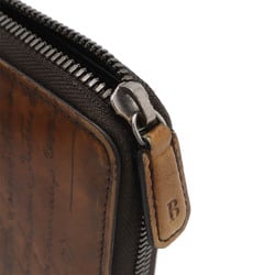 Berluti Itauba Scritto Leather Long Zip Wallet Round Venezia Brown