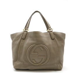 GUCCI Soho Cellarius Tote Bag Shoulder Leather Greige 282309