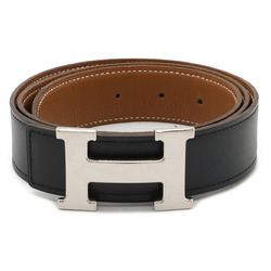 HERMES Constance H Belt, reversible leather, black, light brown, #90, F stamp