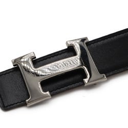 HERMES Constance H Belt, reversible leather, black, light brown, #90, F stamp