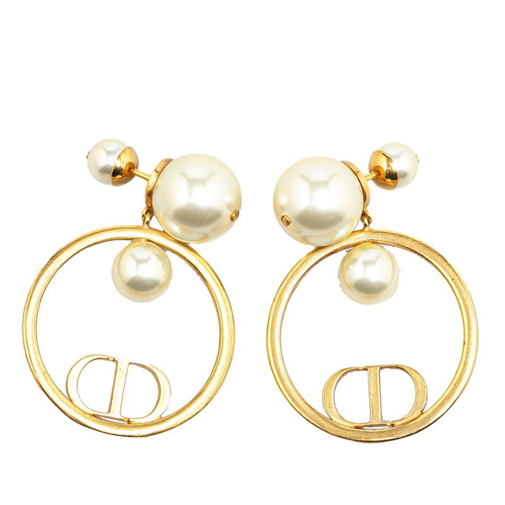 Christian Dior Dior CD fake pearl earrings gold plated for women