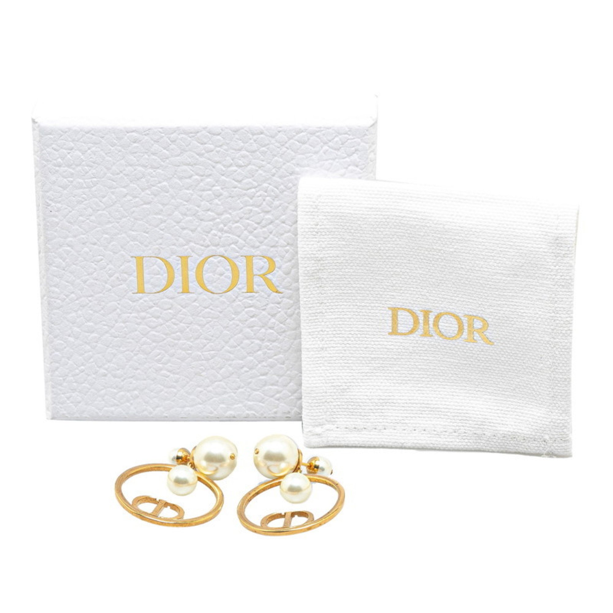 Christian Dior Dior CD fake pearl earrings gold plated for women