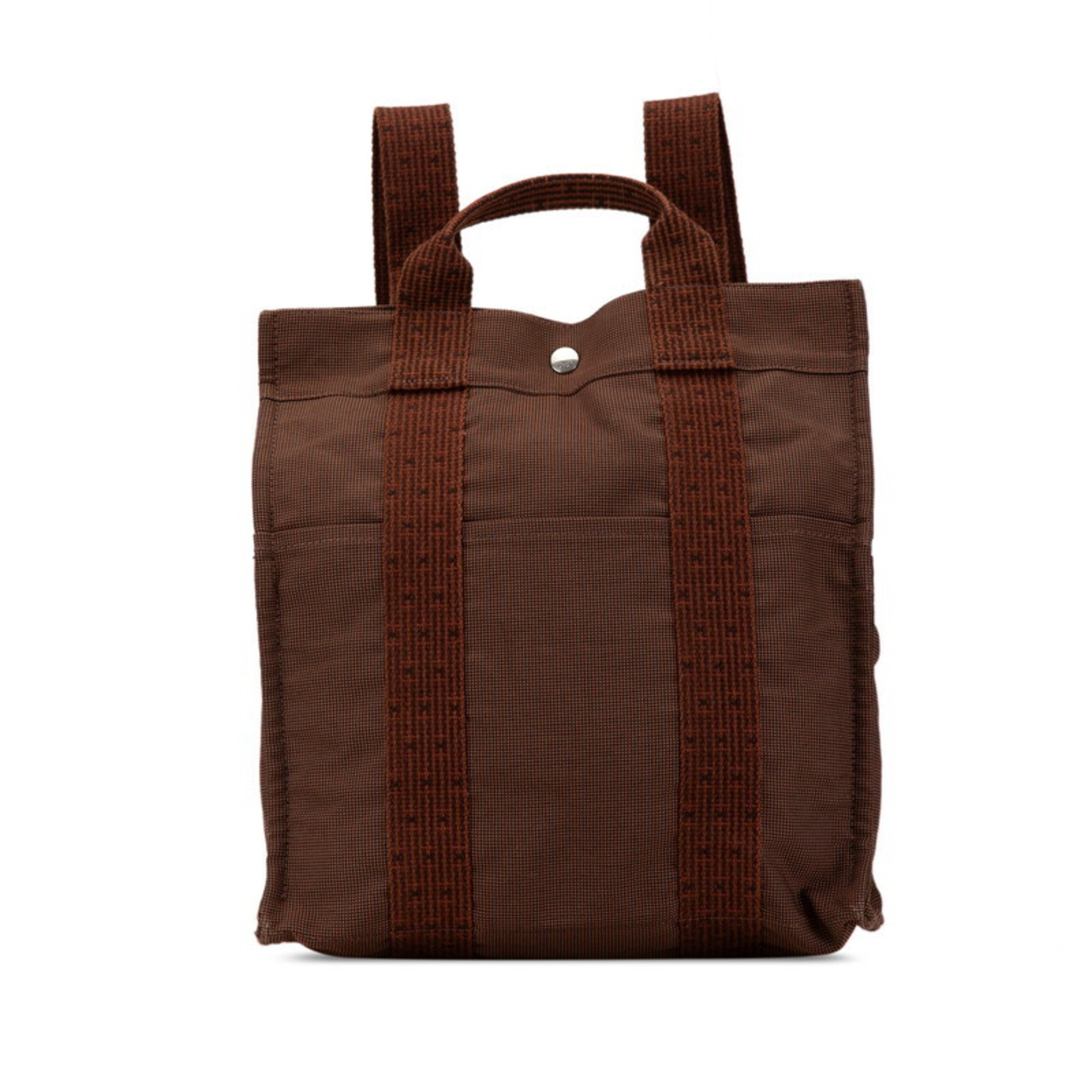 Hermes Air Line Ad MM Backpack Brown Canvas Women's HERMES