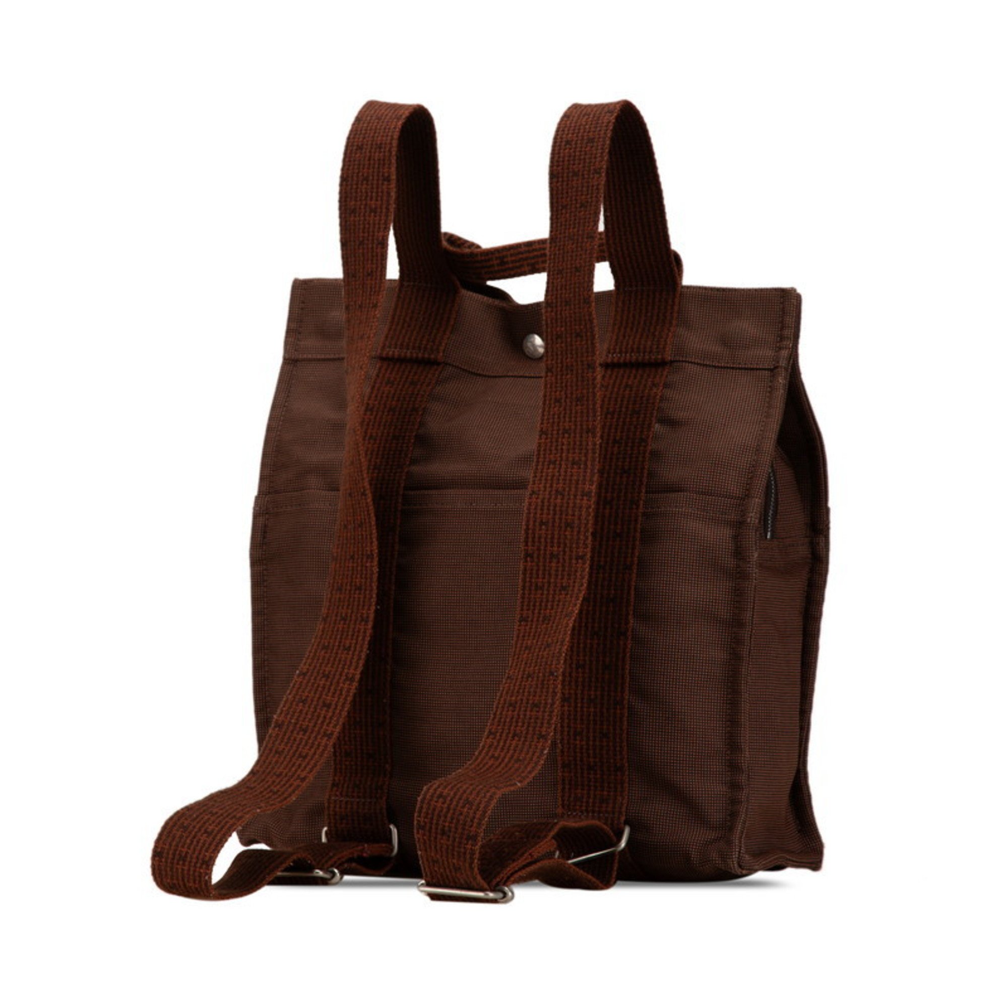 Hermes Air Line Ad MM Backpack Brown Canvas Women's HERMES