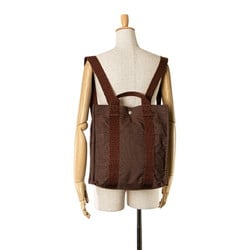 Hermes Air Line Ad MM Backpack Brown Canvas Women's HERMES