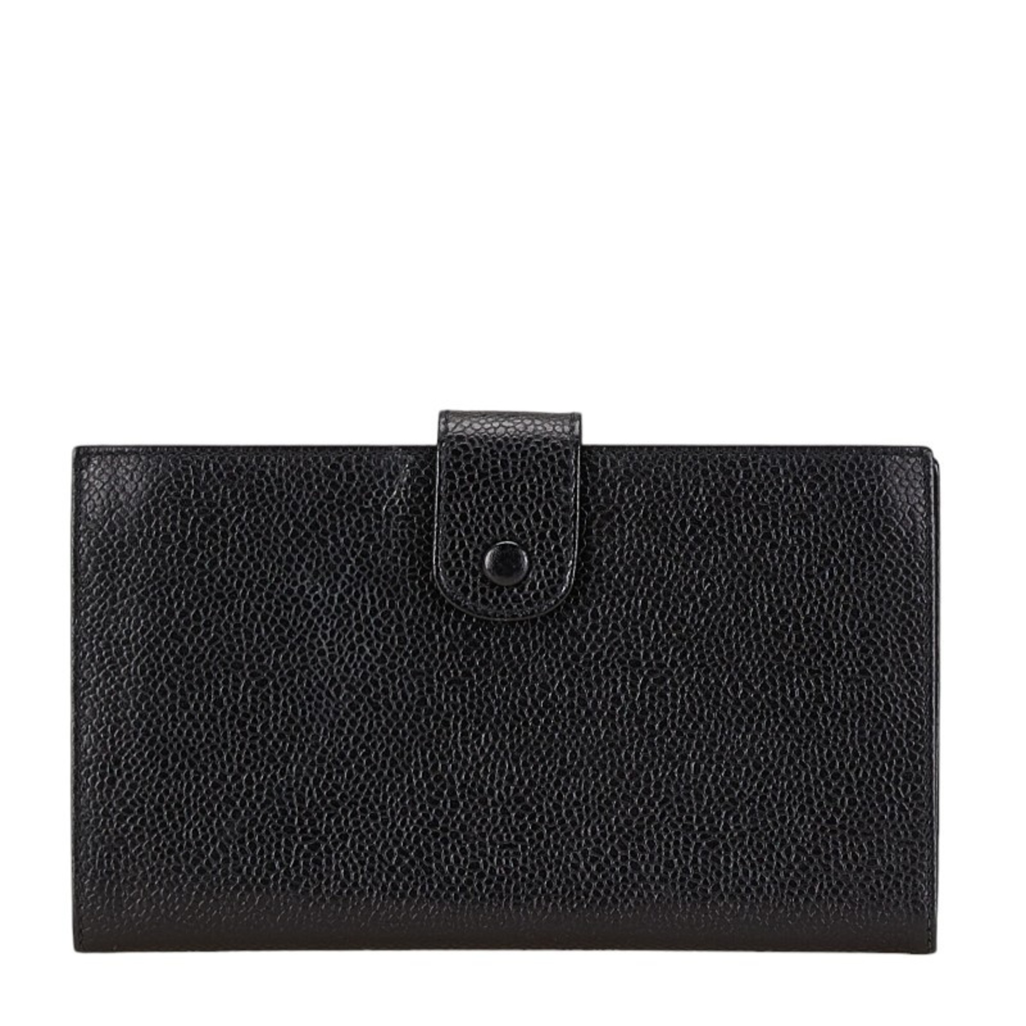 CHANEL Coco Mark Long Wallet Black Caviar Skin Women's