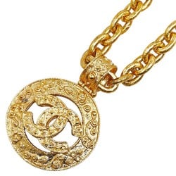 Chanel Coco Mark Round Necklace Gold Plated Women's CHANEL