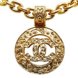 Chanel Coco Mark Round Necklace Gold Plated Women's CHANEL