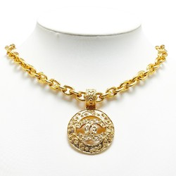 Chanel Coco Mark Round Necklace Gold Plated Women's CHANEL