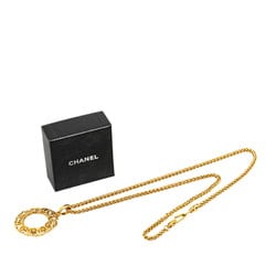 Chanel Coco Mark Circle Magnifying Glass Necklace Gold Plated Women's CHANEL