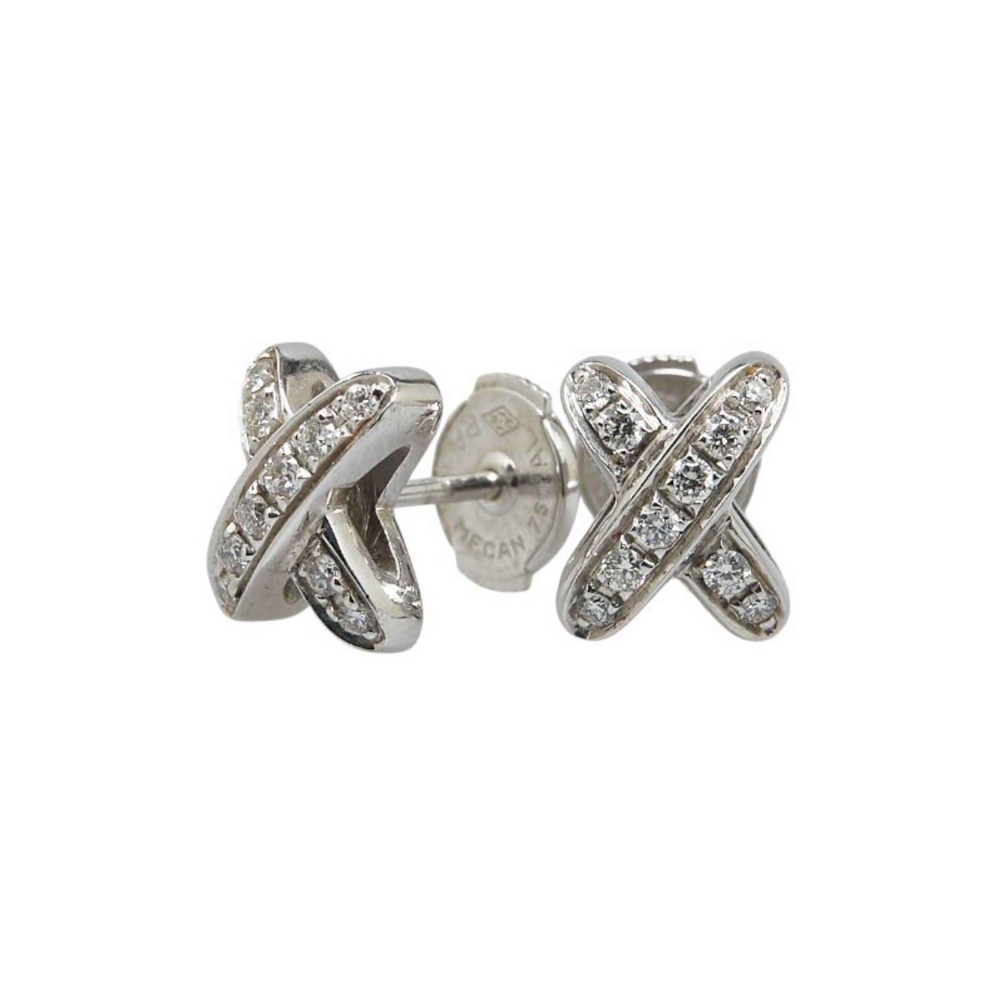 Chaumet Jeux de Liens Diamond Earrings Silver K18WG White Gold Women's