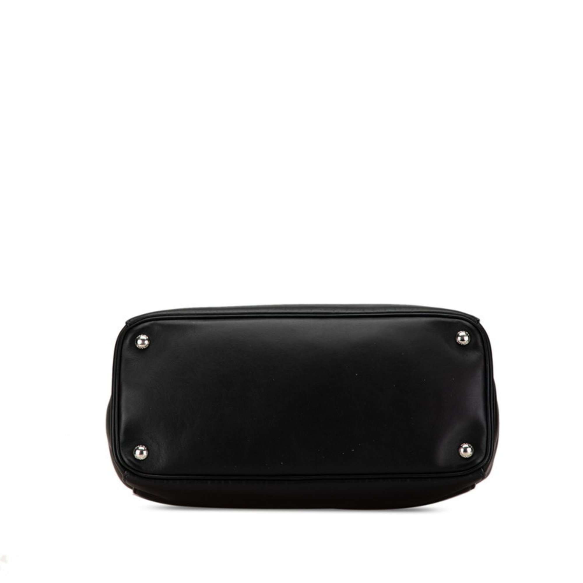 Prada Triangle Plate Galleria Large Handbag Shoulder Bag 1BA274 Black Leather Women's PRADA