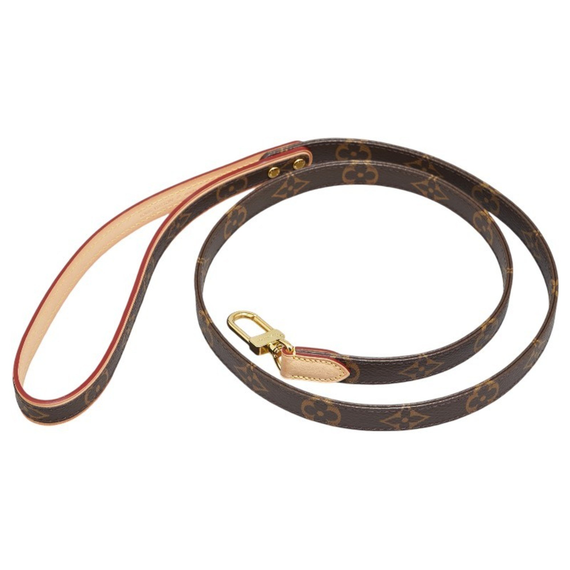 Louis Vuitton Monogram Dog Leash Collar Pet Lead M80338 Brown PVC Leather Women's LOUIS VUITTON