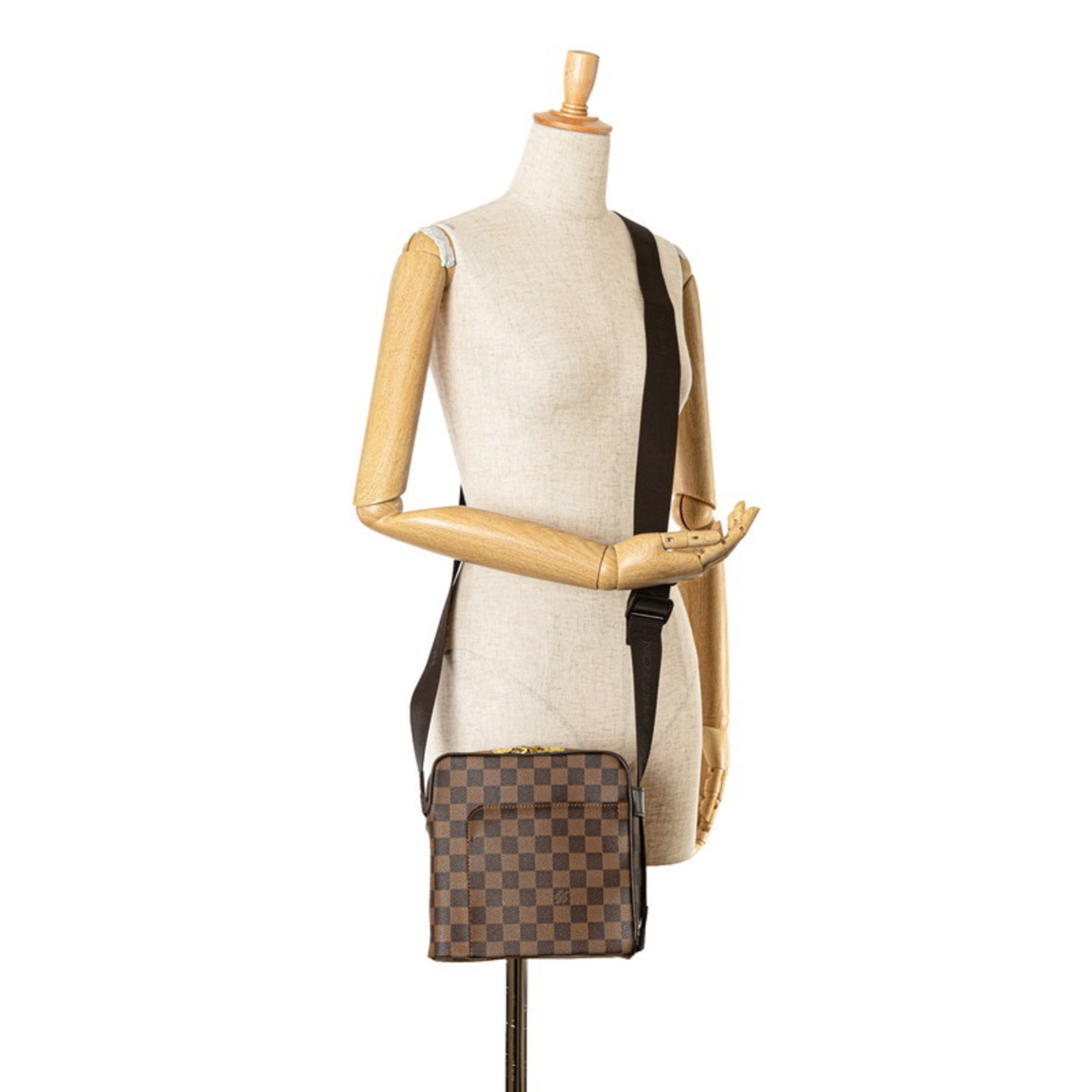 Louis Vuitton Damier Olaf PM Shoulder Bag N41442 Brown PVC Leather Women's LOUIS VUITTON